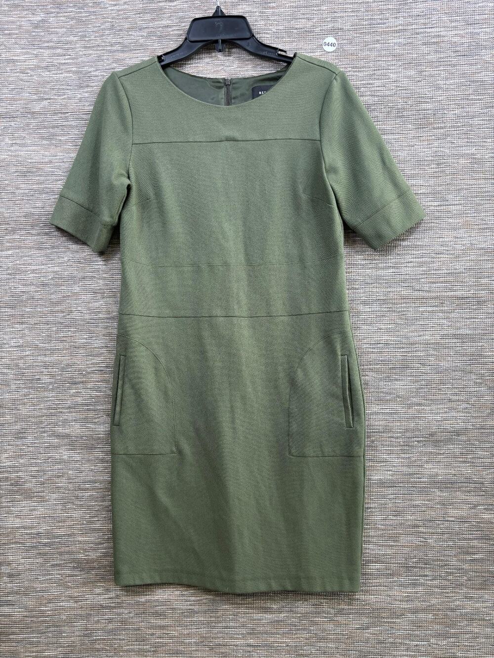 Reserved Bodycon Mini Dress Womens Size EU 36 US 6 Olive Green Short Sleeve